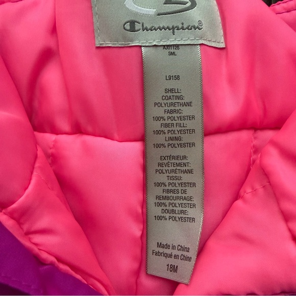 Champion NWOT Toddler Girls Snow Bib Overalls Size 18 Months Pink Purple - Picture 7 of 7